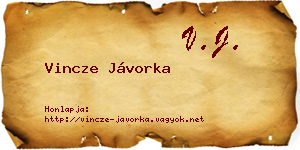 Vincze Jávorka névjegykártya